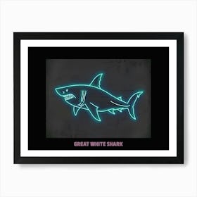 Pink Blue Neon Great White Shark Poster 3 Art Print