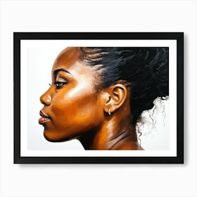 Side Profile Of Beautiful Woman Oil Painting 143 Art Print