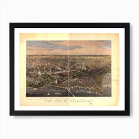 The City Of Washington Birds Eye View From The Potomac Looking North Art Print