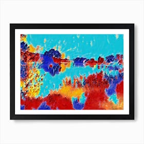 Colourful Modern Contemporary Abstract Lakeside Landscape Art Print