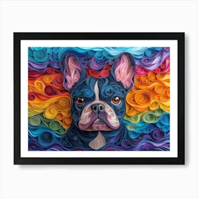 French Bulldog Paper Quilling Dog Portrait III Art Print