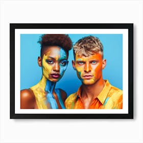 Young Couple With Painted Faces Art Print