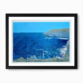 Blue Ocean View in Cornwall Art Print