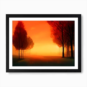 Sunset In The Forest Art Print