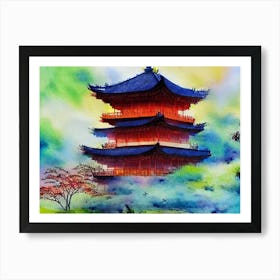 Pagoda In Bloom Art Print