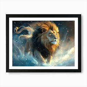 Lion In The Snow Art Print