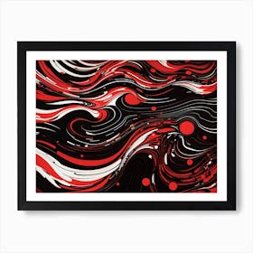 Abstract Painting Red and Black and White Psychedelic Art Print