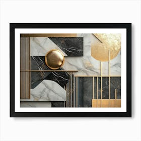 Gold And Black Marble Wall Art Art Print