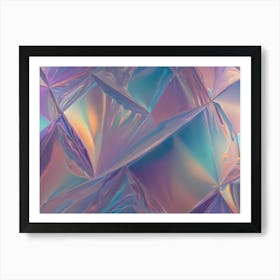 Abstract Background Of Holographic, Geometric Shapes In Shimmering Colors Art Print