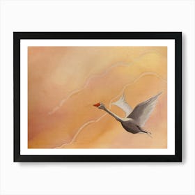 Flying bird in the sky hand painted  Art Print