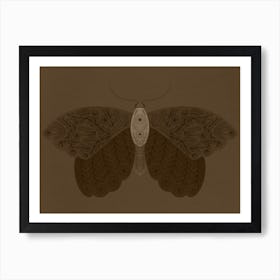 Brown monochrome floral moth Art Print