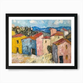 Village Gem Painting Inspired By Paul Cezanne Art Print