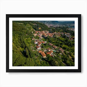 Aerial View Of A Village Vercurago, Italia Art Print