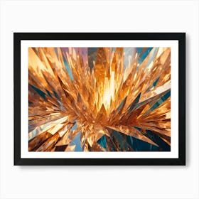 Abstract, Geometric Image With Sharp Gold Crystal Shapes That Converge And Create A Sense Of Depth And Power Art Print