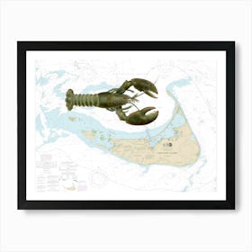 Vintage Denton Lobster On Nantucket Island Nautical Chart 13241 that includes Nantucket, Nantucket Sound - Ocean MAp Art Print