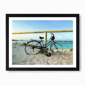 Bicycle By Beach Fence Art Print