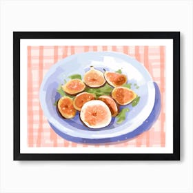 A Plate Of Figs, Top View Food Illustration, Landscape 8 Art Print