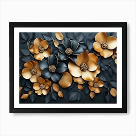 Gold And Black Flowers 11 Art Print