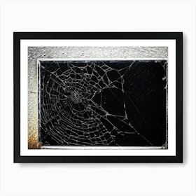 Art Grey Decor Design Halloween Horizontal Grunge Skittish Dark Spiders Web Net Silhouet (32) Art Print