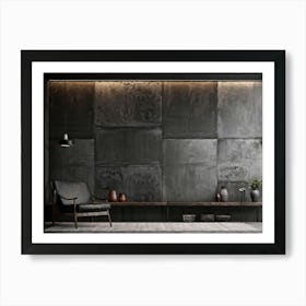 Abstract Retro Design Featuring Block Patterns Mimic Aged Concrete With Rough Texture Set Against T Art Print