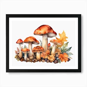 Watercolor Autumn Mushrooms Art Print