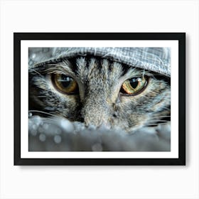 Cat hiding in the shadows Art Print