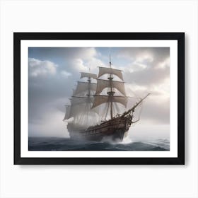 Pirate Ship In The Ocean Art Print