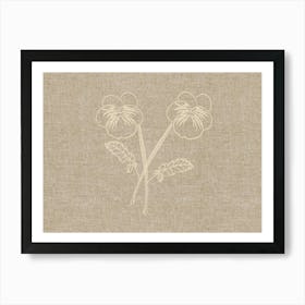 Line Art Flowers February Violet Dark Art Print