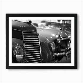 Black And White Photograph Of Vintage Cars Art Print