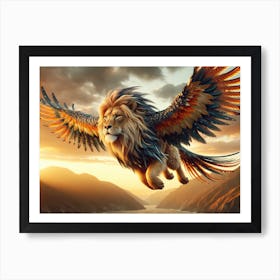 Majestic Lion-Bird Flight Fantasy Affiche