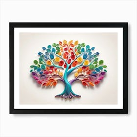 Default Stylized 3d Tree Of Life In Bright Rainbow Colors On A 0 Art Print