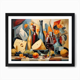 Wine And Cheese Painting Art Print