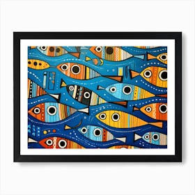 Hunzinator School Of Mosquito Fish Picasso Style Art Covering T C63d1f82 A84a 42f5 Ac4e 226b02ee5283 Art Print