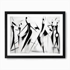 Dance Abstract Black And White 1 Art Print