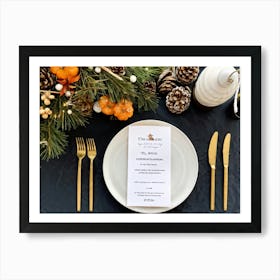 A Detailed Close Up Illustration Captures An Autumnal Table Setting Festive Dinner Arrangement Taki 2 1 Art Print