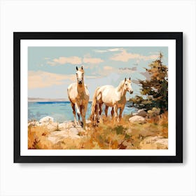 Horses Painting In Corsica, France, Landscape 1 Art Print