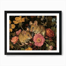 Floral Animal Illustration Mouse 4 Art Print