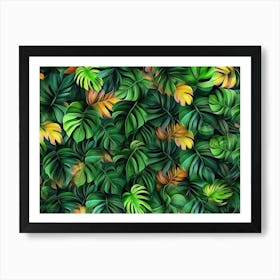 Multicolor Texture Green Fresh Leaves Jungle Hawaii Tropical Art Print