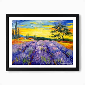 Lavender field at dawn Art Print