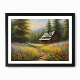 Sun Kissed Meadow Embraced By A Majestic Forest 1 Art Print