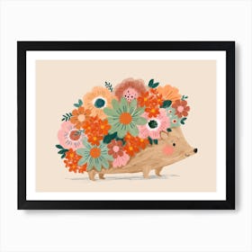 Pretty Floral Hedgehog Art Print