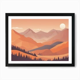 Misty mountains horizontal background in orange tone 13 Art Print