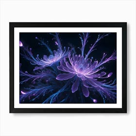 Abstract Image Of A Pair Of Glowing, Purple Flowers Art Print