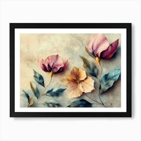 Flowers In A Watercolor Style 6 Art Print