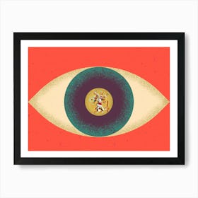 Eye Of The Gods. Geometric red and green Office Room Art print  Art Print