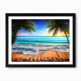 Sunset At The Beach 16 Art Print