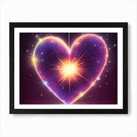 A Colorful Glowing Heart On A Dark Background Horizontal Composition 30 Art Print