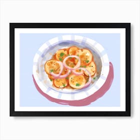 A Plate Of Calamari, Top View Food Illustration, Landscape 2 Art Print