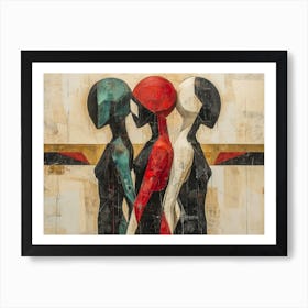 Abstract Woman Faces In Geometric Harmony 8 Art Print