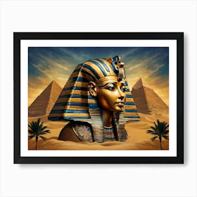 Pharaoh And Pyramids Art Print